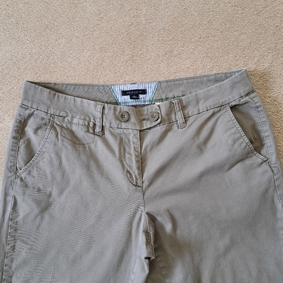 Tommy Hilfiger Cropped Pants Women's Size 14 Taupe Straight Leg Cotton Capri - Picture 2 of 15